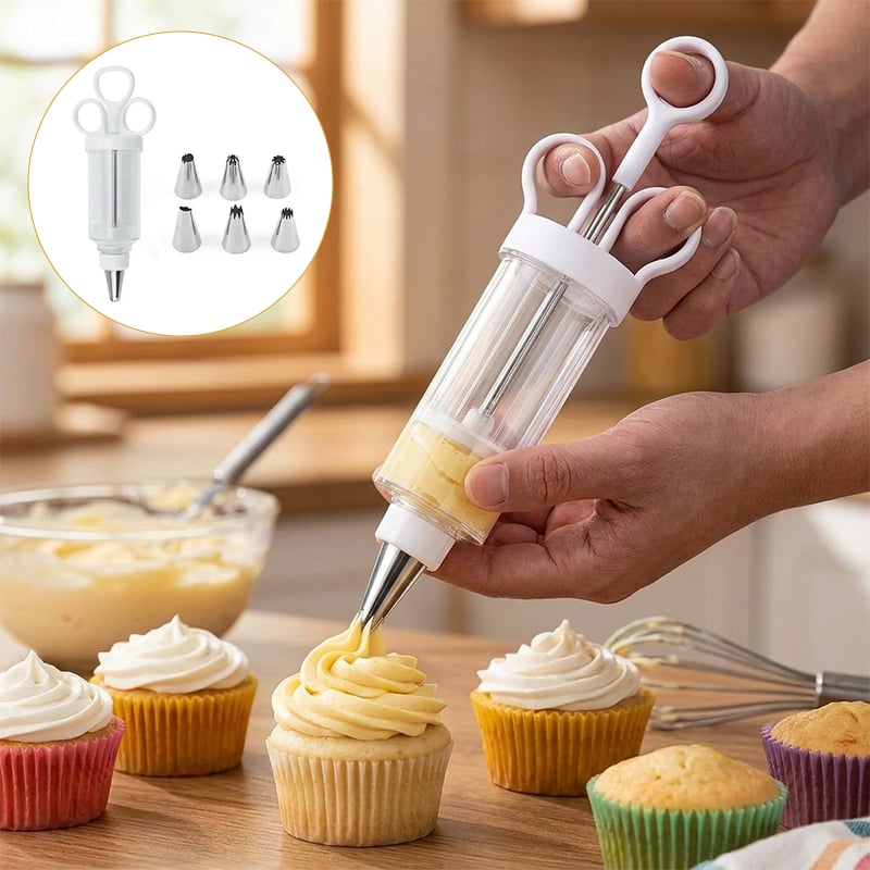 Cake decorating syringe used for cupcake frosting
