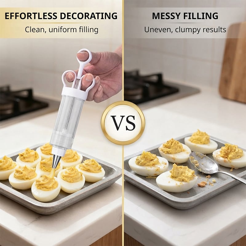 Cake decorating syringe providing cleaner filling results