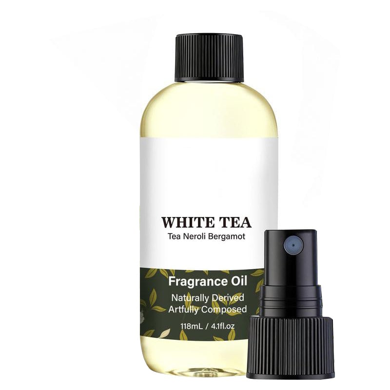 White Tea Fragrance Oil Refill bottle with spray-style cap