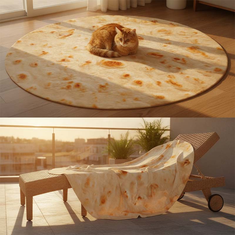 Realistic Food Print Round Flannel Throw Blanket