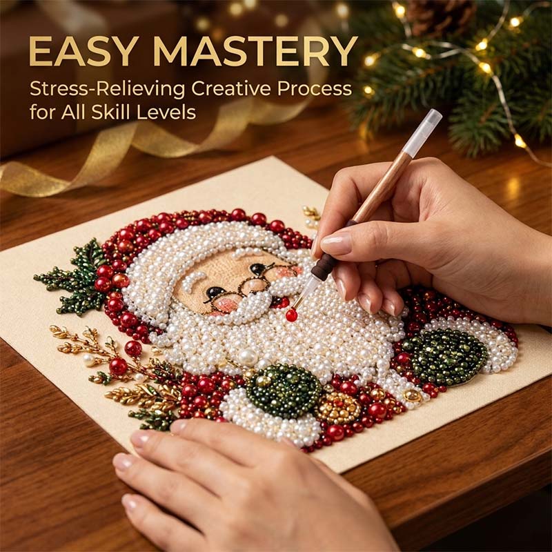 Person creating a Christmas diamond painting