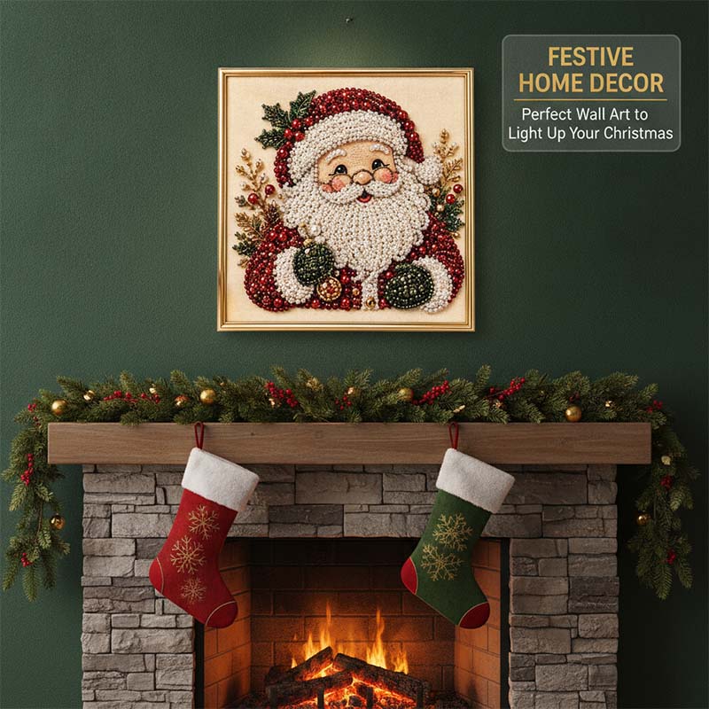 Christmas diamond painting used as festive home decor