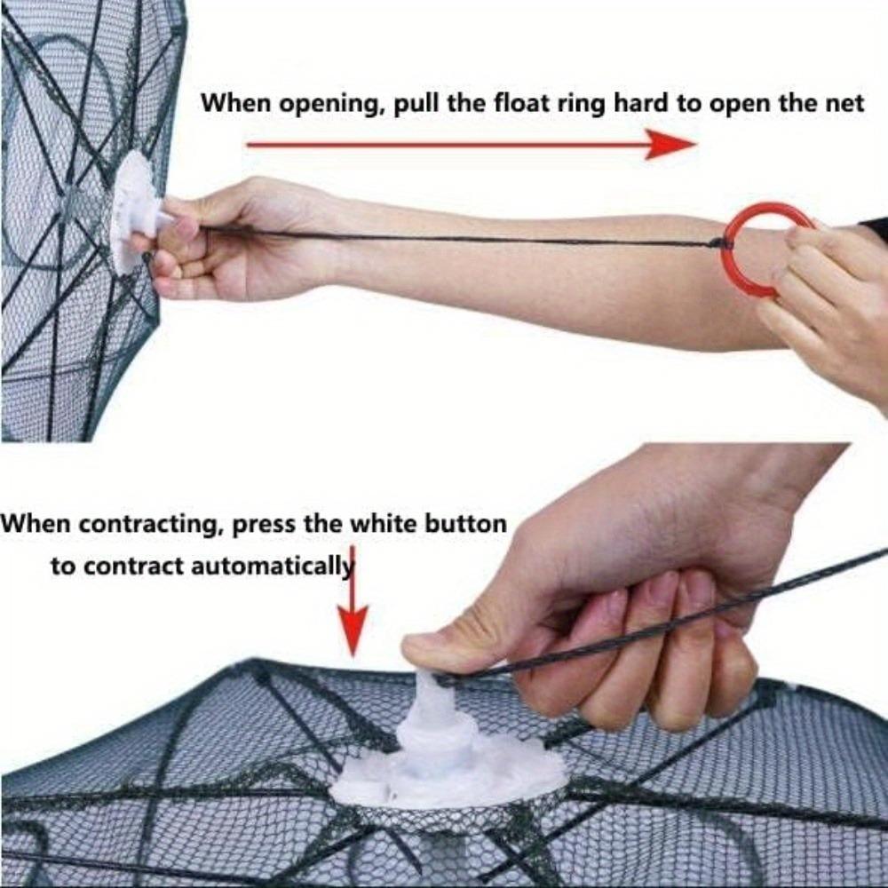 Foldable 6-Hole Entry Fishing Bait Trap Crab Net Cage