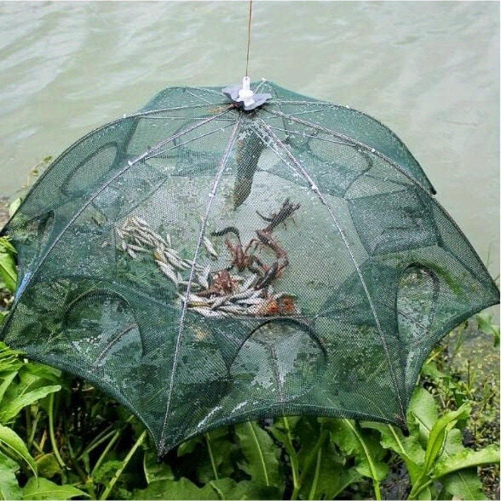 Foldable 6-Hole Entry Fishing Bait Trap Crab Net Cage