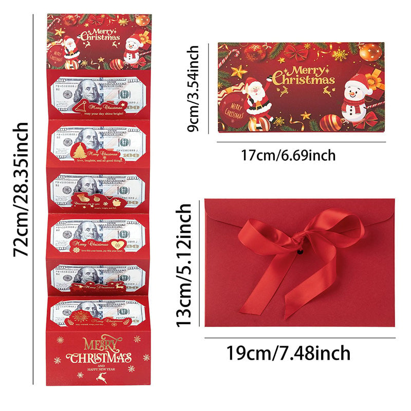 Foldable 6-slot Christmas red envelope with dimensions