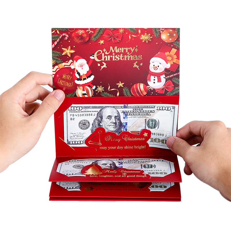 Christmas foldable envelope showing multiple cash slots