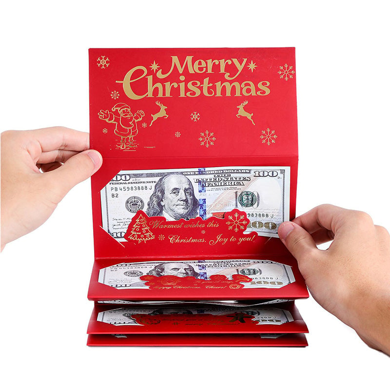 Six-slot Christmas money envelope in use