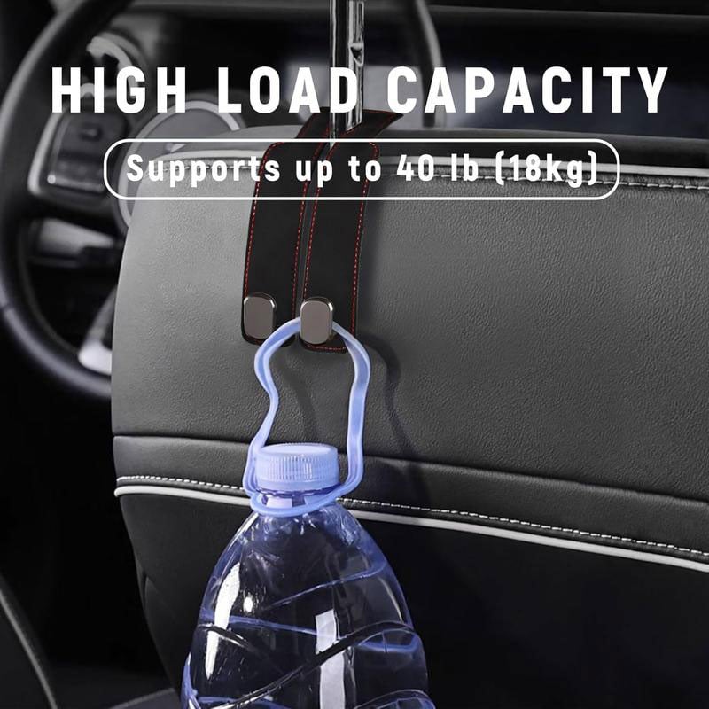 Car seat hook showing support capacity up to 40 pounds