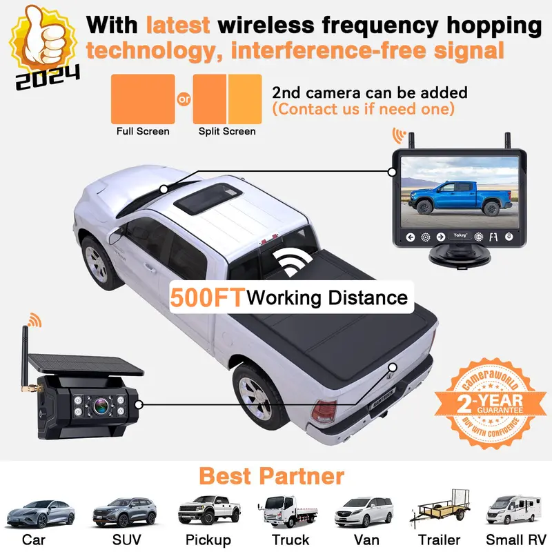 Solar Wireless Truck Backup Camera
