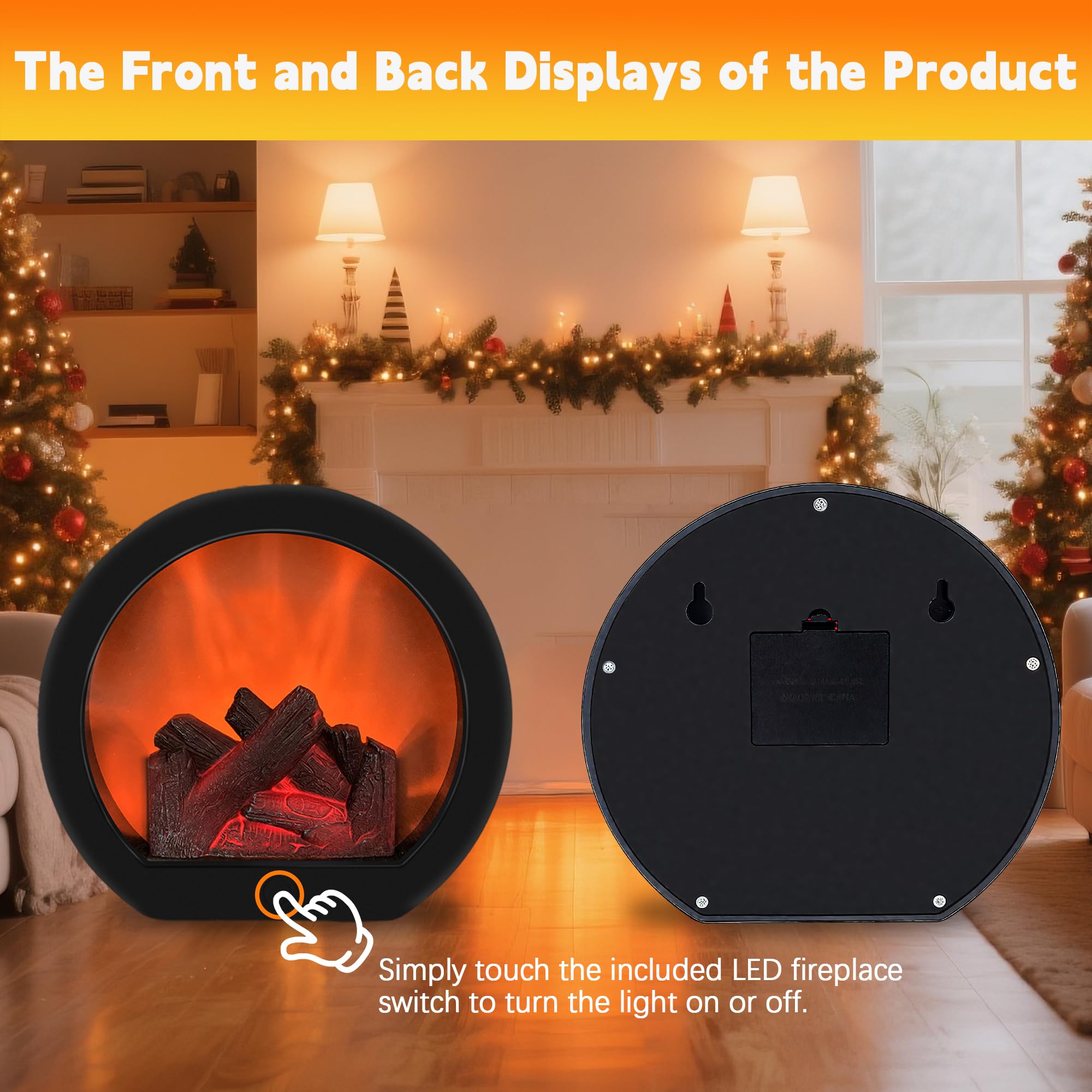 Fireplace Lanterns Decorative, Portable Vintage Electric Fireplace Lamp