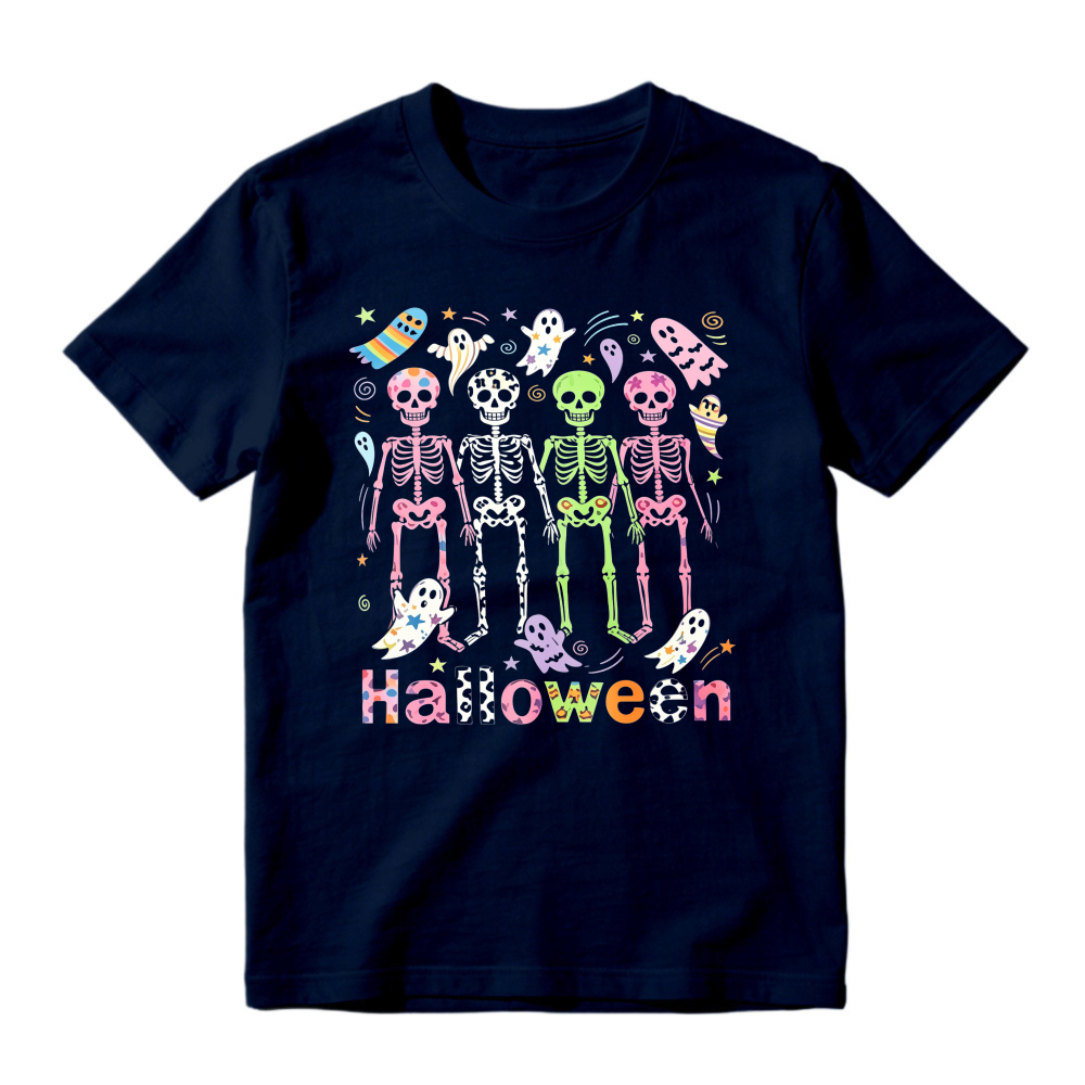 Colorful Skeletons Ghosts And Bats Halloween Party Unisex Classic T-shirt