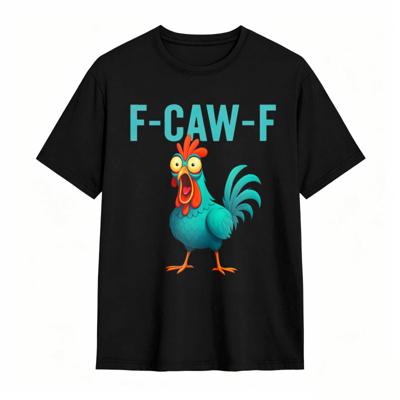 F Caw F Rooster Cartoon Design tshirt 100% cotton