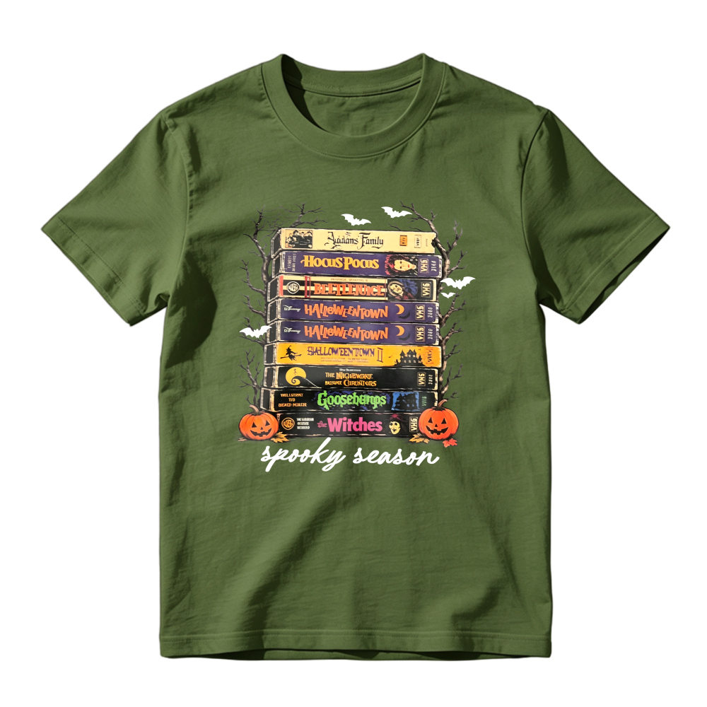 Spooky Season Halloween Movie Books Stack Unisex Classic T-shirt