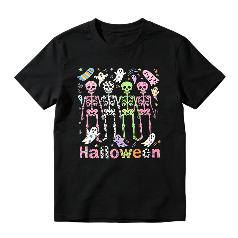 Colorful Skeletons Ghosts And Bats Halloween Party Unisex Classic T-shirt