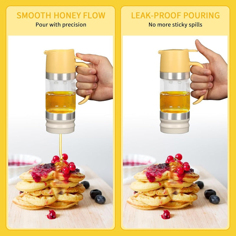 Serving syrup over pancakes with the trigger dispenser