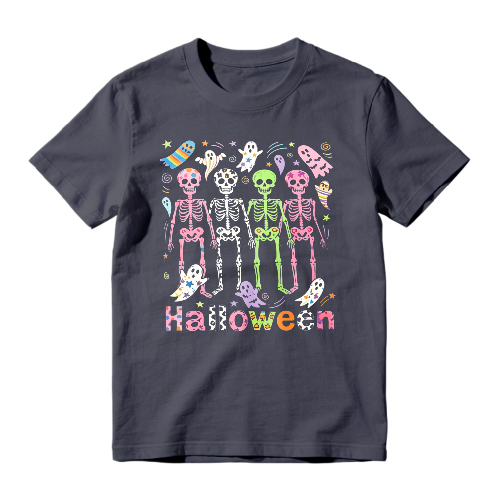 Colorful Skeletons Ghosts And Bats Halloween Party Unisex Classic T-shirt