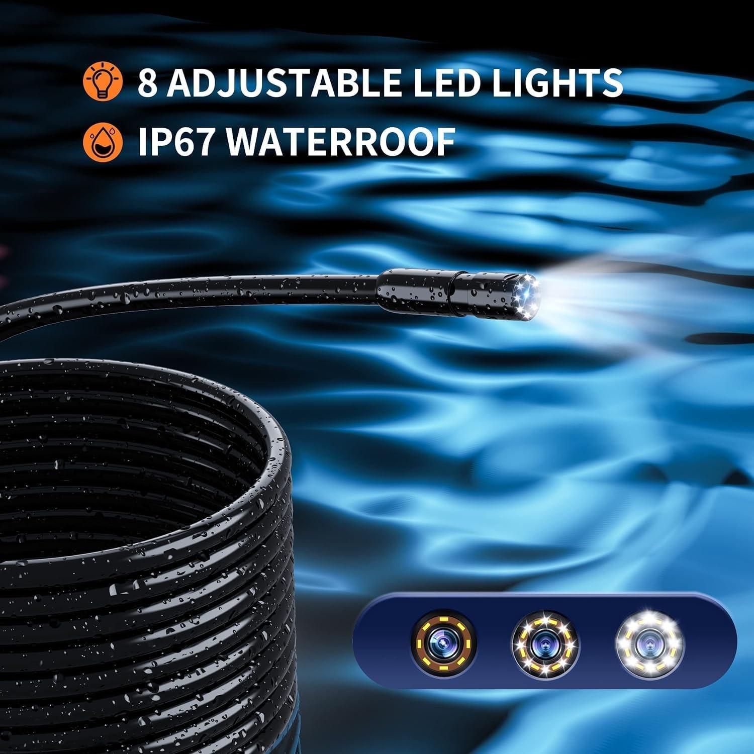 Industrial Endoscope with 8 Adjustable LED Lights