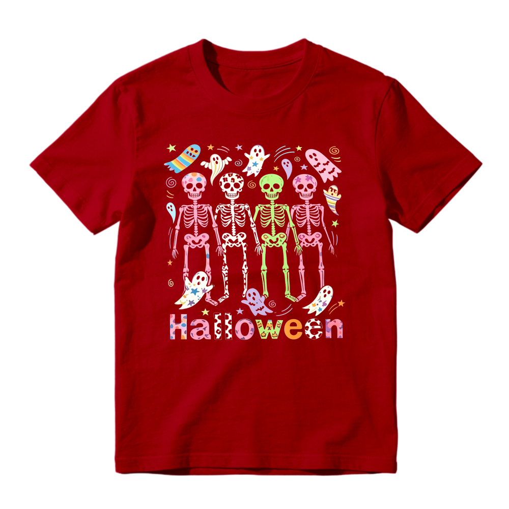 Colorful Skeletons Ghosts And Bats Halloween Party Unisex Classic T-shirt