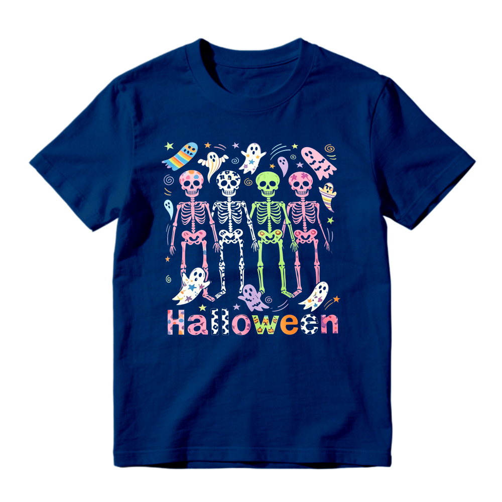 Colorful Skeletons Ghosts And Bats Halloween Party Unisex Classic T-shirt