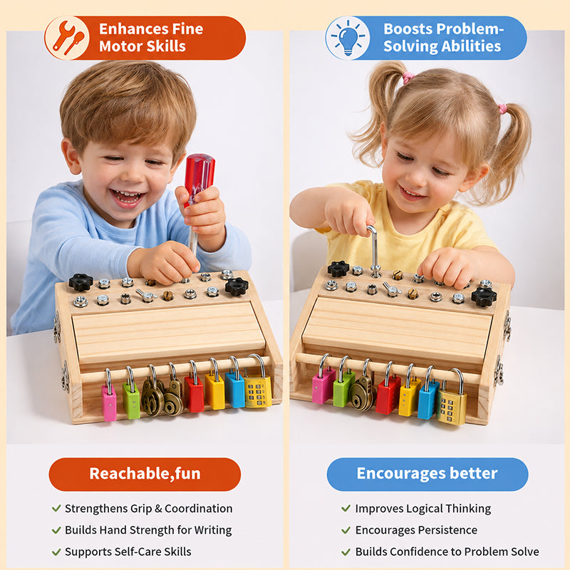 Children practicing fine motor and problem solving skills