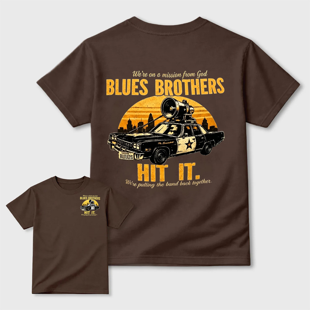 The Blues Brothers "Hit It" Vintage Movie Car Graphic T-Shirt