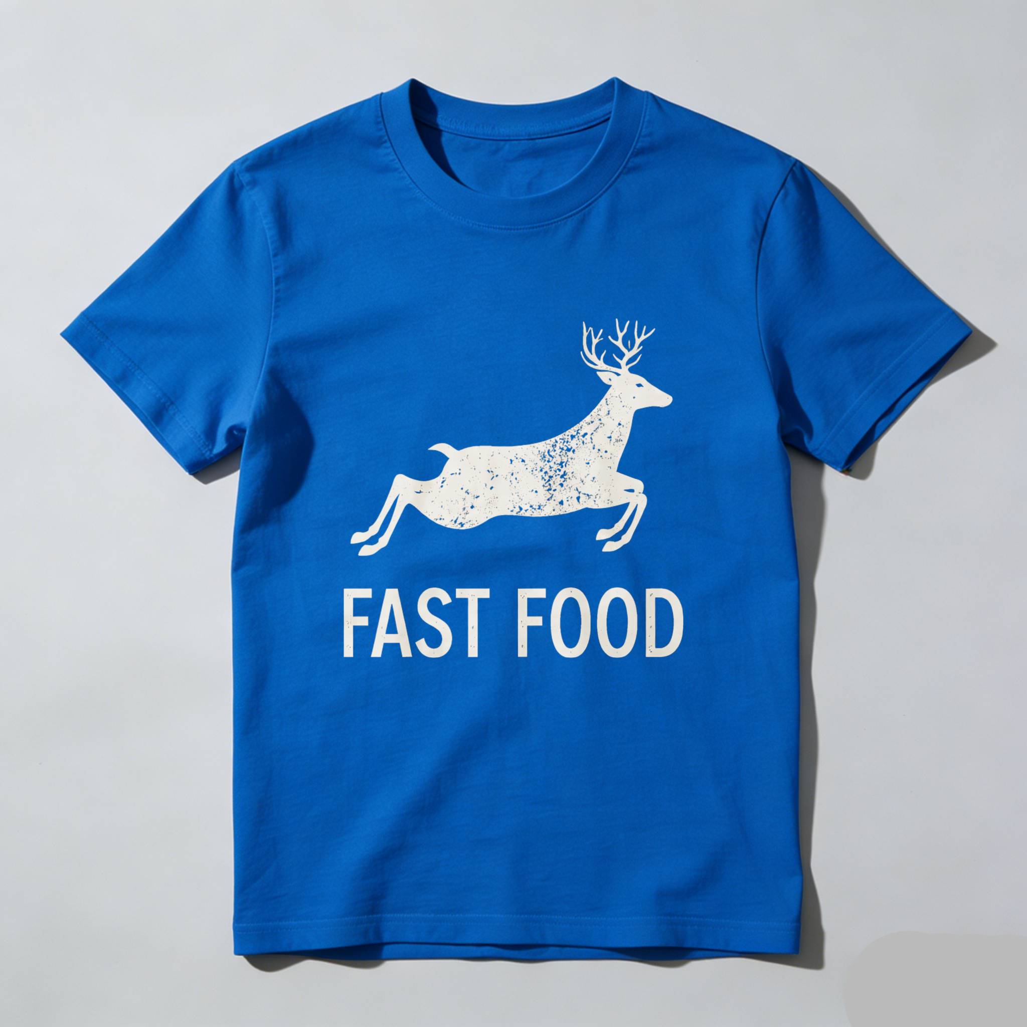 Teecurent Deer Running Fast Food Pure Cotton Short Sleeve T Shirt-TeeCurent