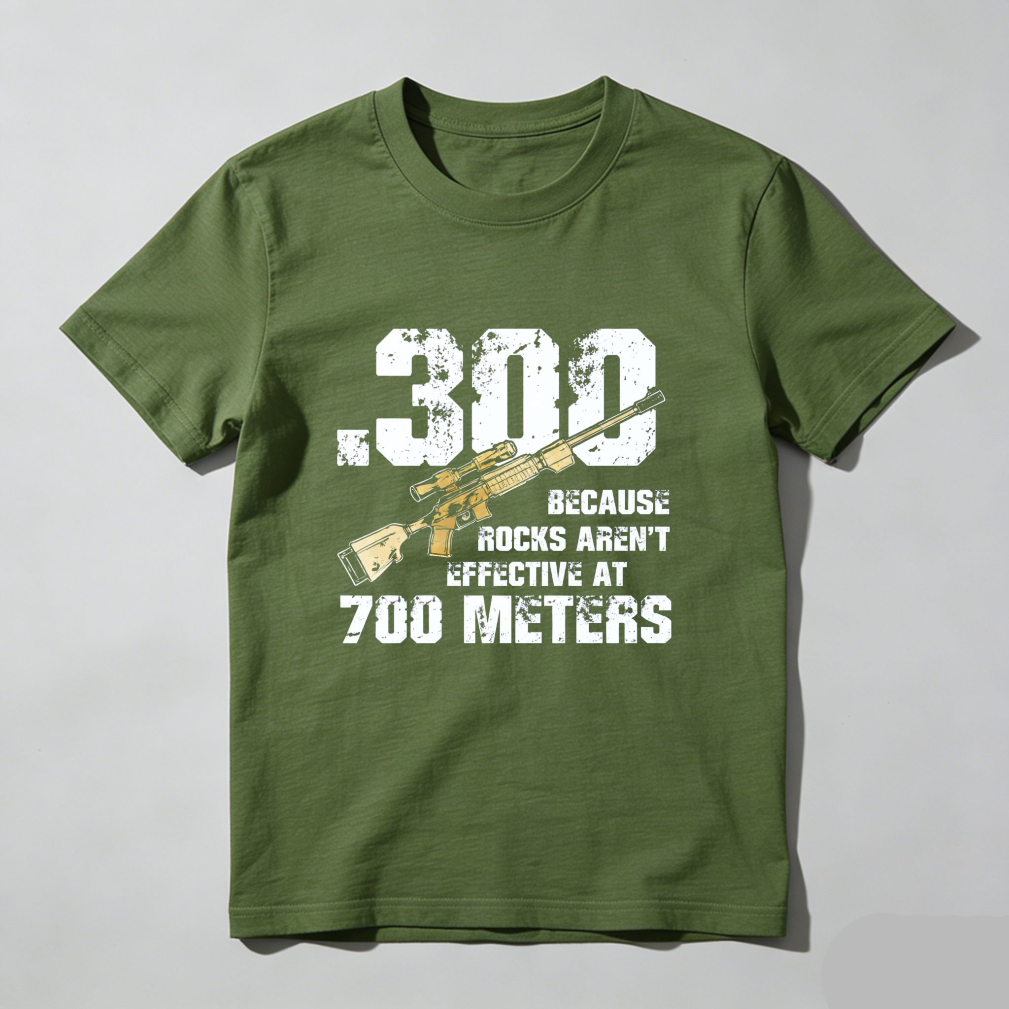 Teecurent 300 Because Rocks Arent Effective At 700 Meters Pure Cotton Short Sleeve T Shirt-TeeCurent