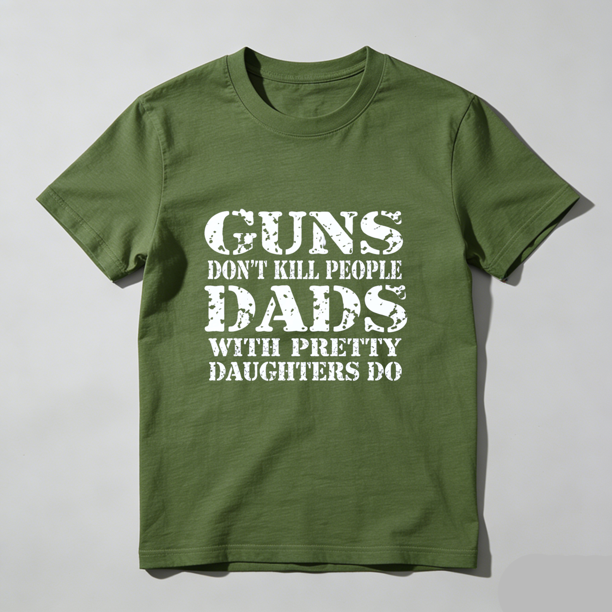 Teecurent Guns Dont Kill People Dads With Pretty Daughters Do Pure Cotton Short Sleeve T Shirt-TeeCurent