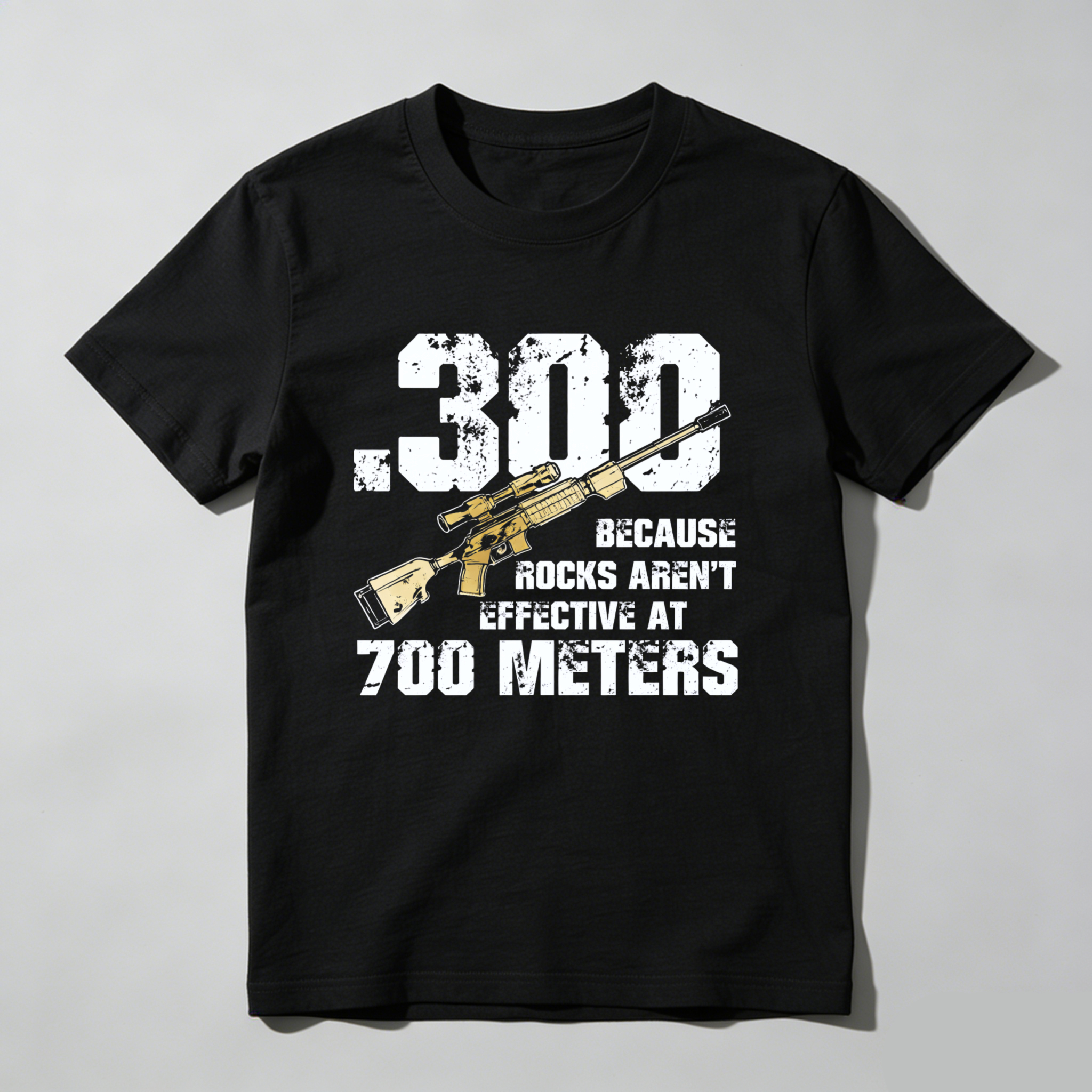 Teecurent 300 Because Rocks Arent Effective At 700 Meters Pure Cotton Short Sleeve T Shirt-TeeCurent