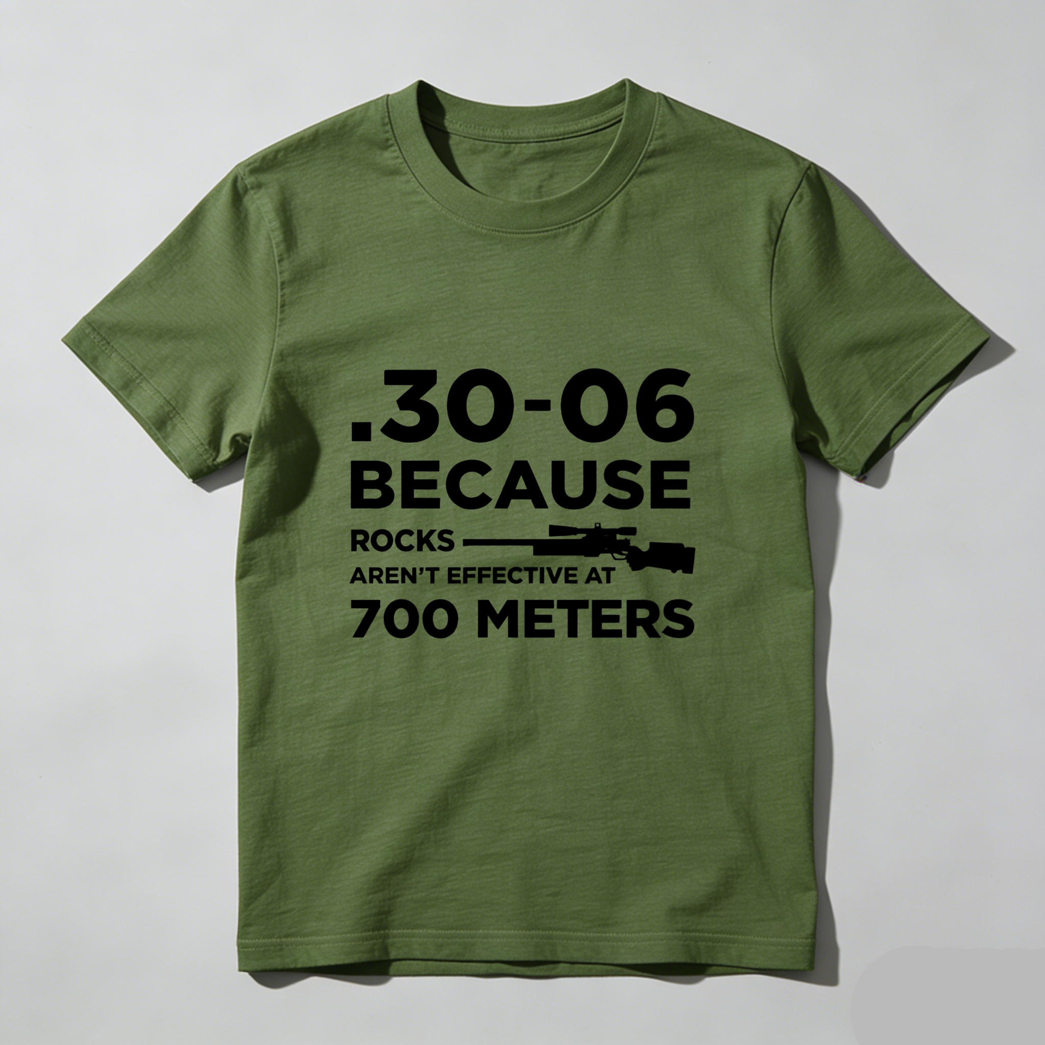Teecurent .30-06 Because Rocks Arent Effective At 700 Meters Pure Cotton Short Sleeve T Shirt-TeeCurent