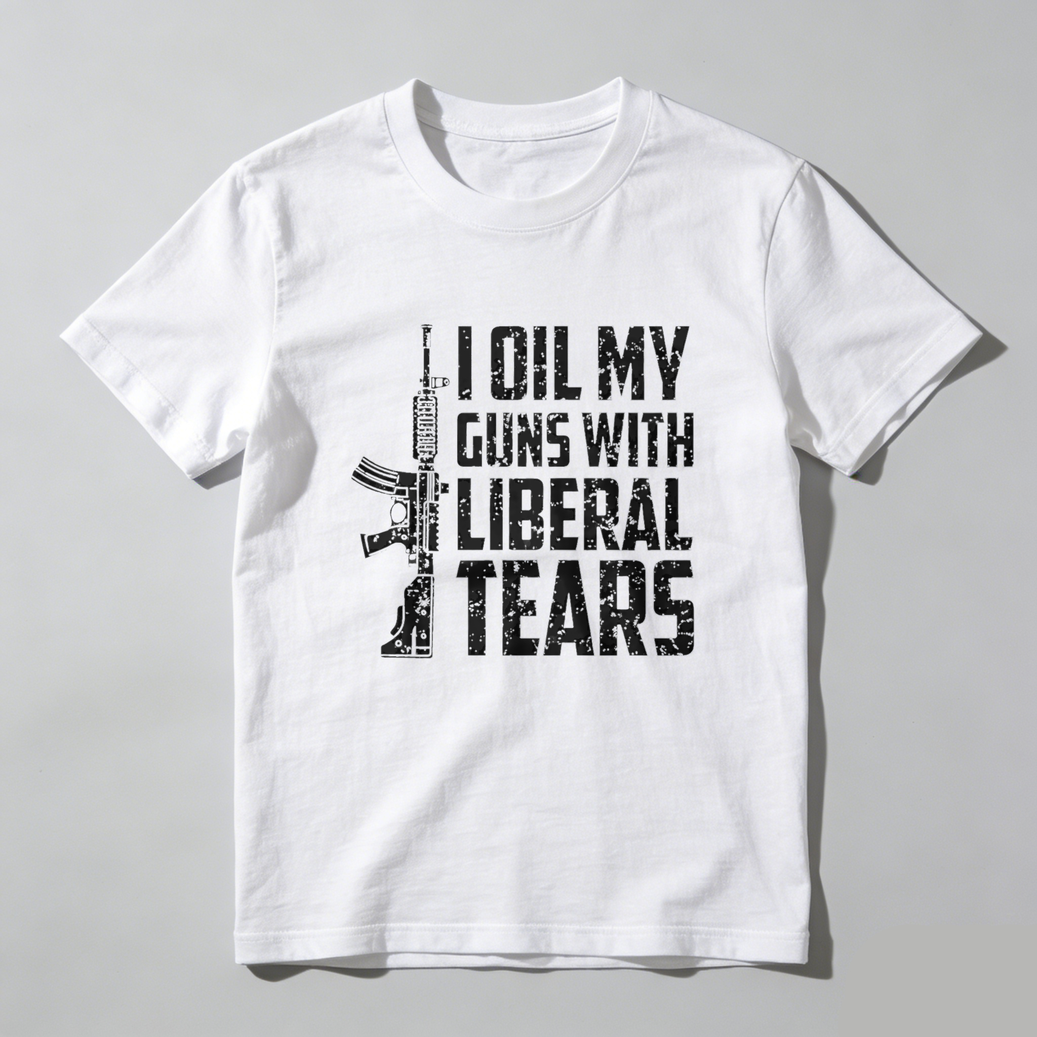Teecurent I Oil My Guns With Liberal Tears Pure Cotton Short Sleeve T Shirt-TeeCurent