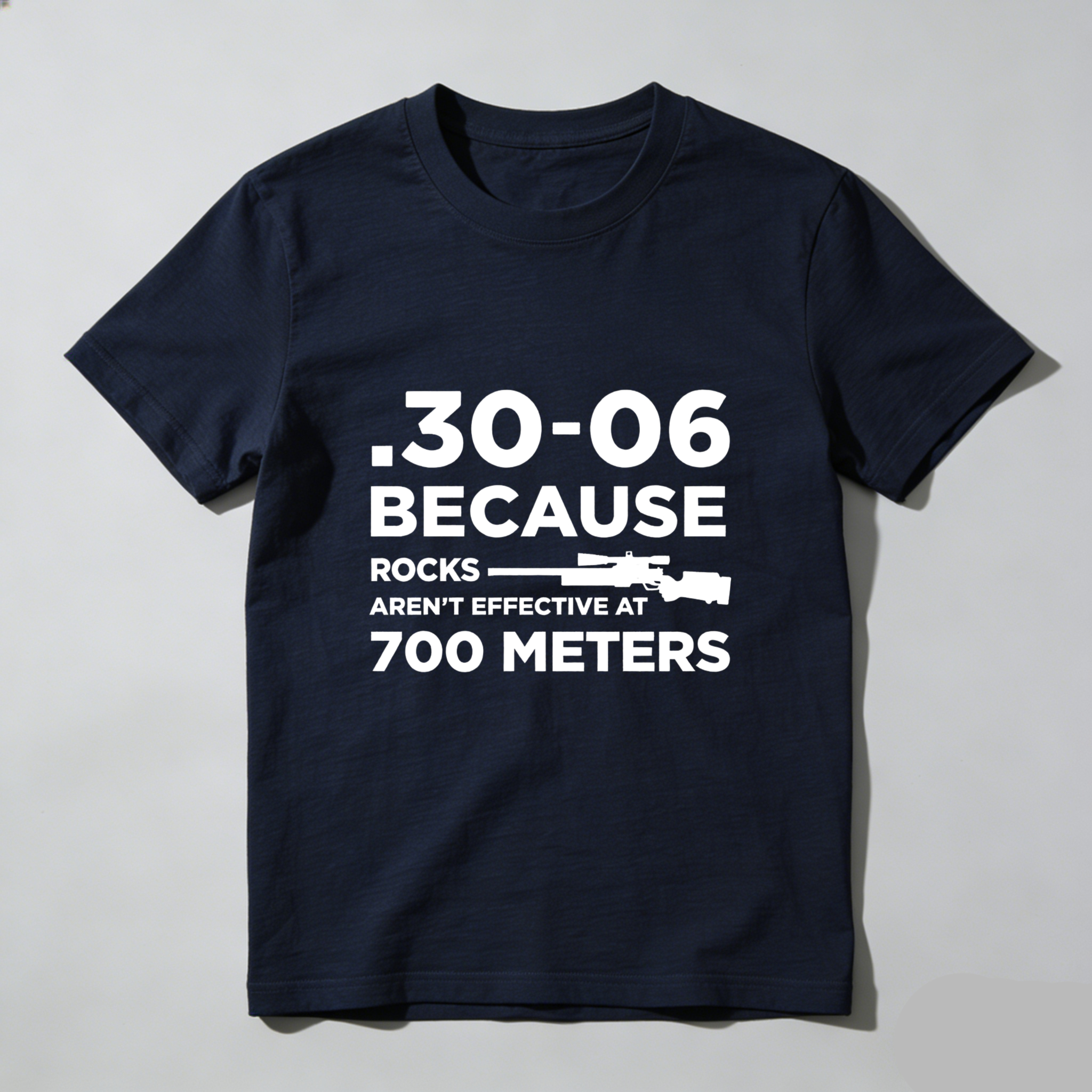 Teecurent .30-06 Because Rocks Arent Effective At 700 Meters Pure Cotton Short Sleeve T Shirt-TeeCurent