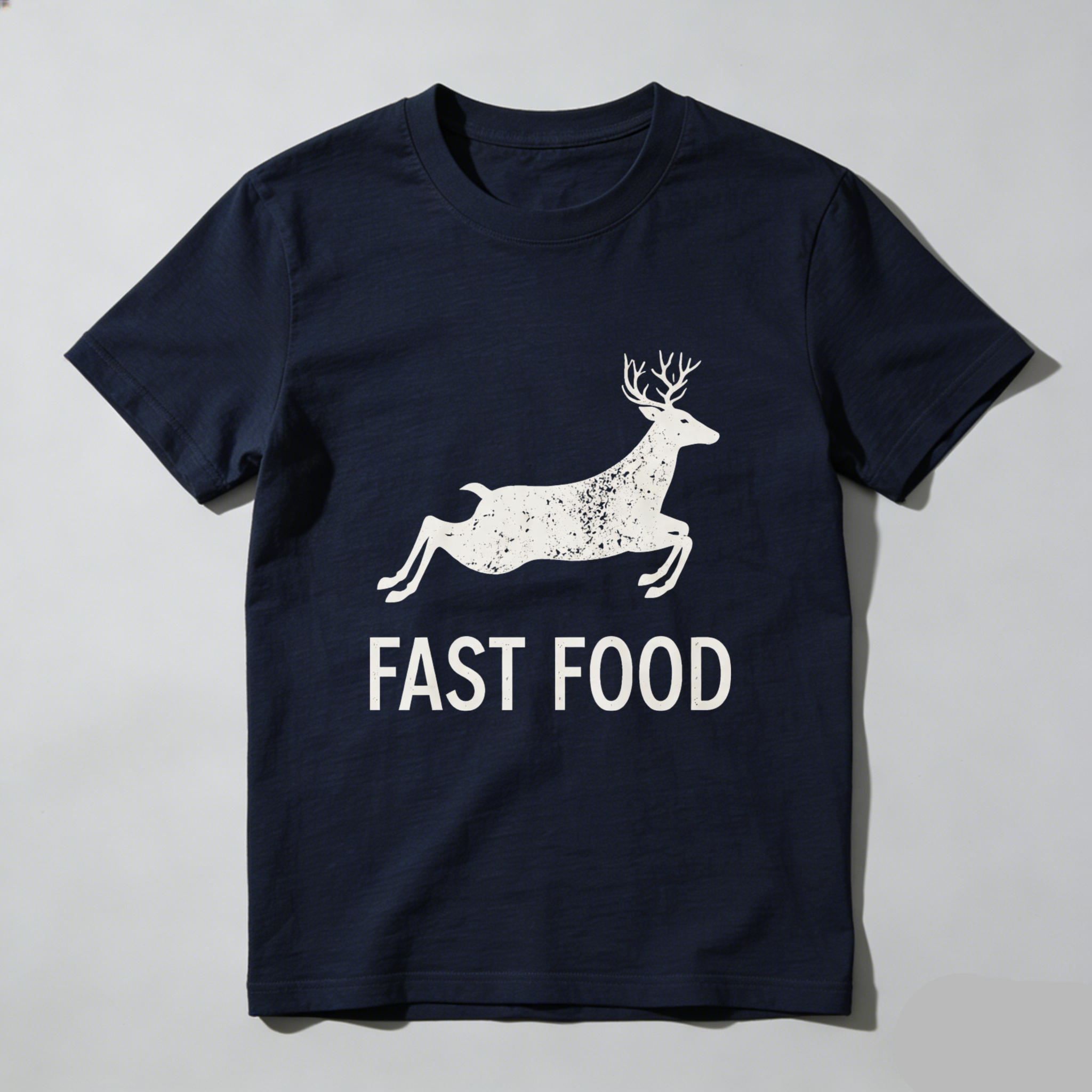 Teecurent Deer Running Fast Food Pure Cotton Short Sleeve T Shirt-TeeCurent