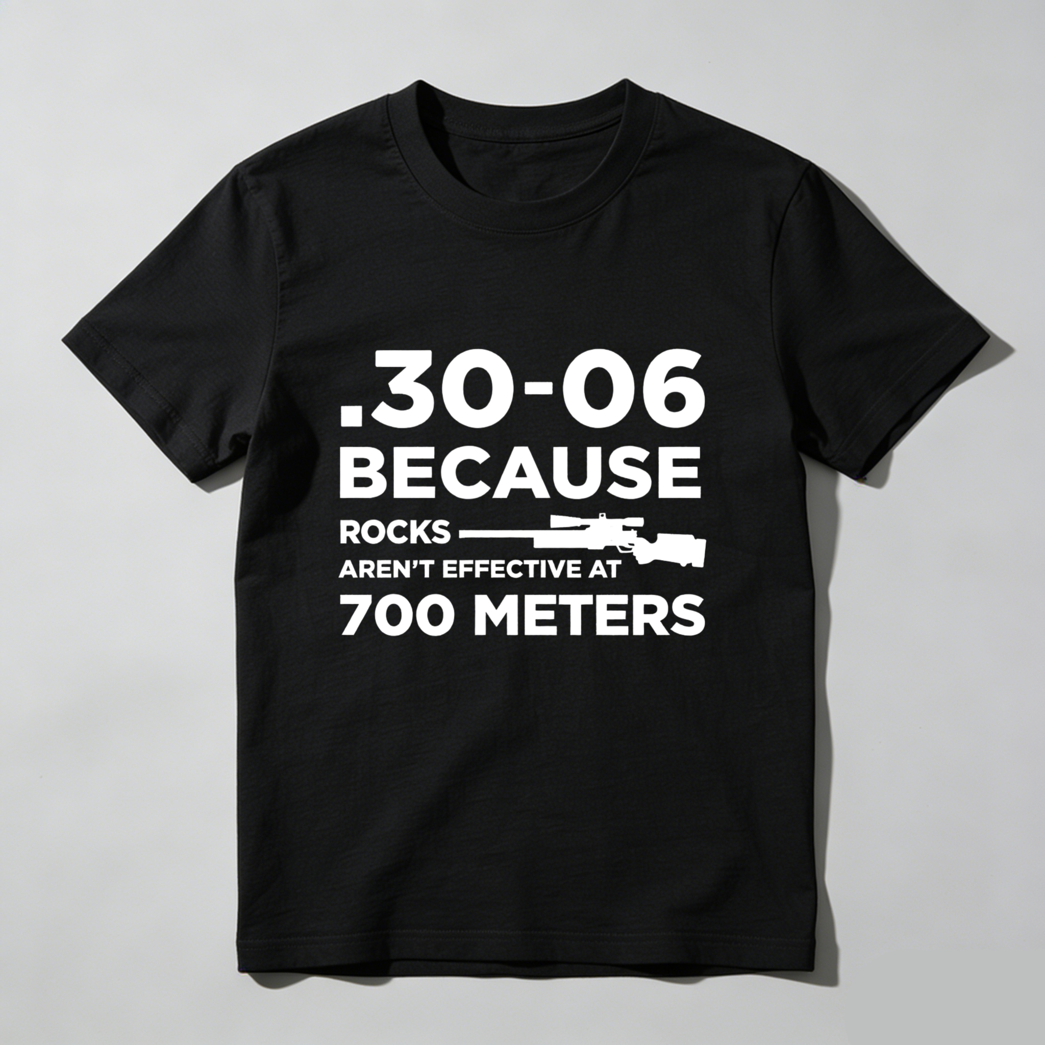 Teecurent .30-06 Because Rocks Arent Effective At 700 Meters Pure Cotton Short Sleeve T Shirt-TeeCurent