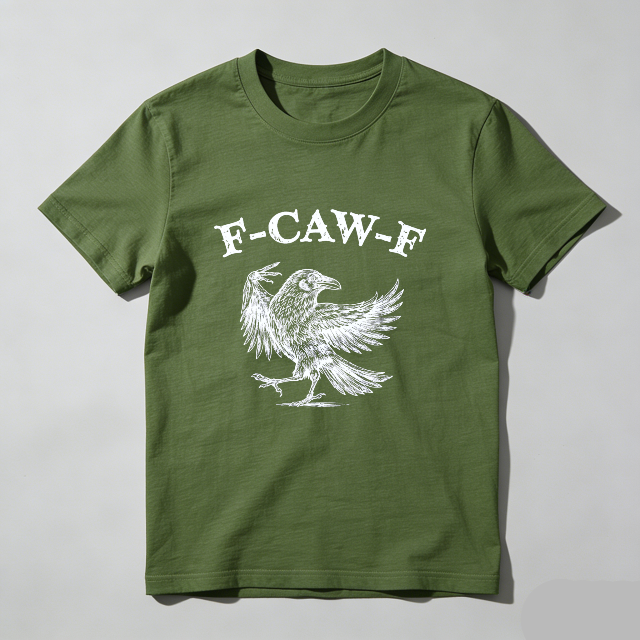 Teecurent F Caw F Crow Bird Print Pure Cotton Short Sleeve T Shirt-TeeCurent