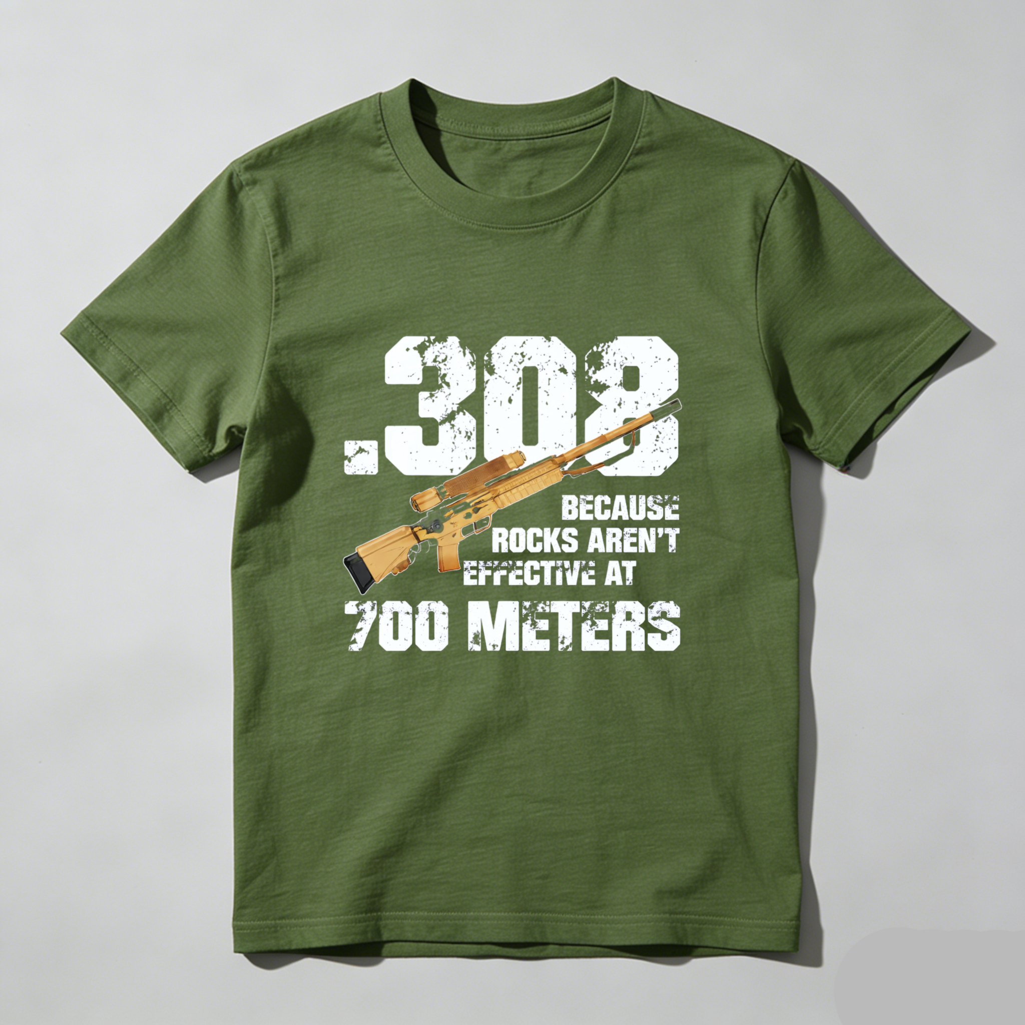 Teecurent 308 Rifle Long Range Shooting Pure Cotton Short Sleeve T-Shirt-TeeCurent