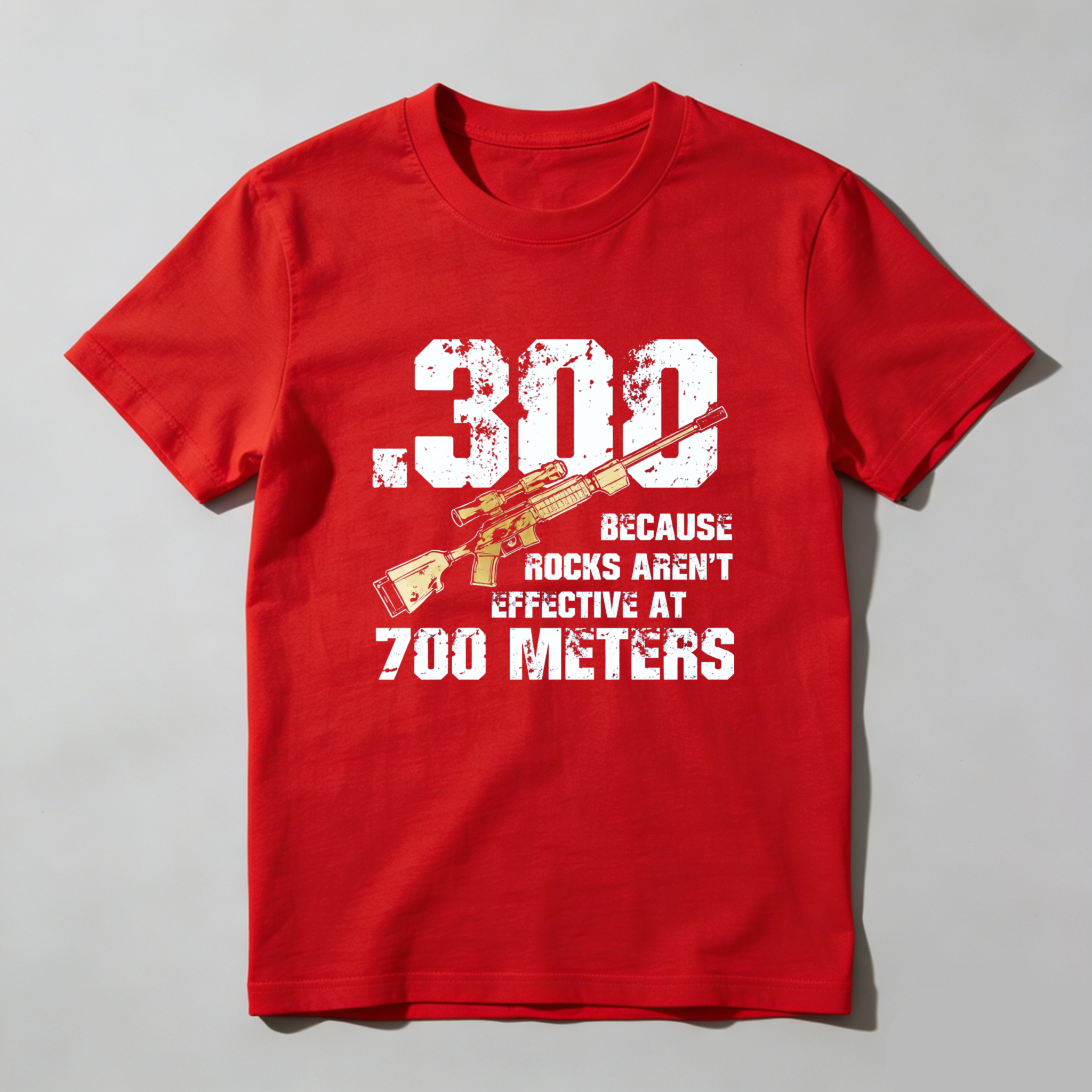 Teecurent 300 Because Rocks Arent Effective At 700 Meters Pure Cotton Short Sleeve T Shirt-TeeCurent