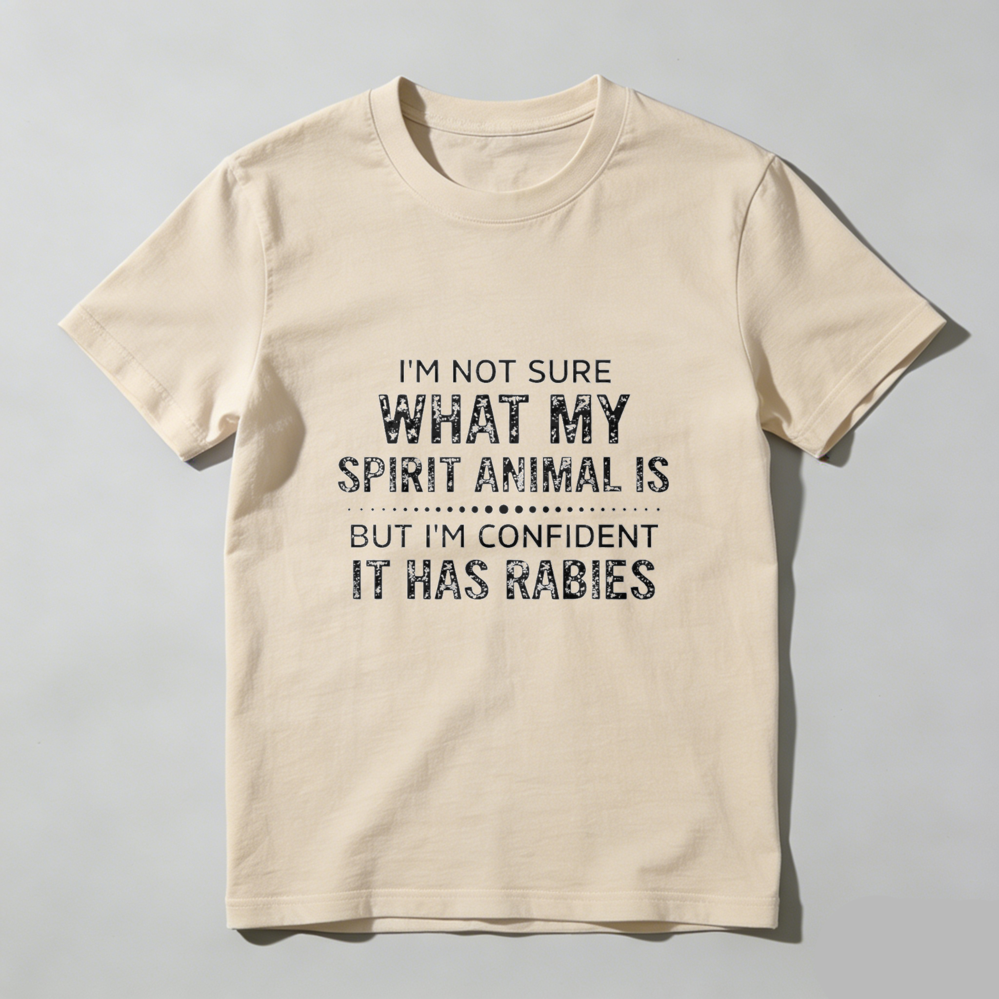 Teecurent I'm Not Sure What My Spirit Animal Is But I'm Confident It Has Rabies Pure Cotton Short Sleeve T-Shirt-TeeCurent