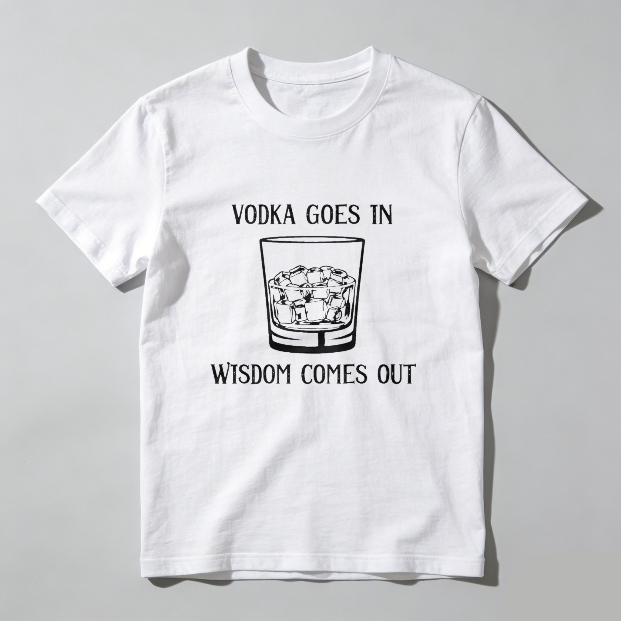 Teecurent Vodka Goes In Wisdom Comes Out Pure Cotton Short Sleeve T Shirt-TeeCurent