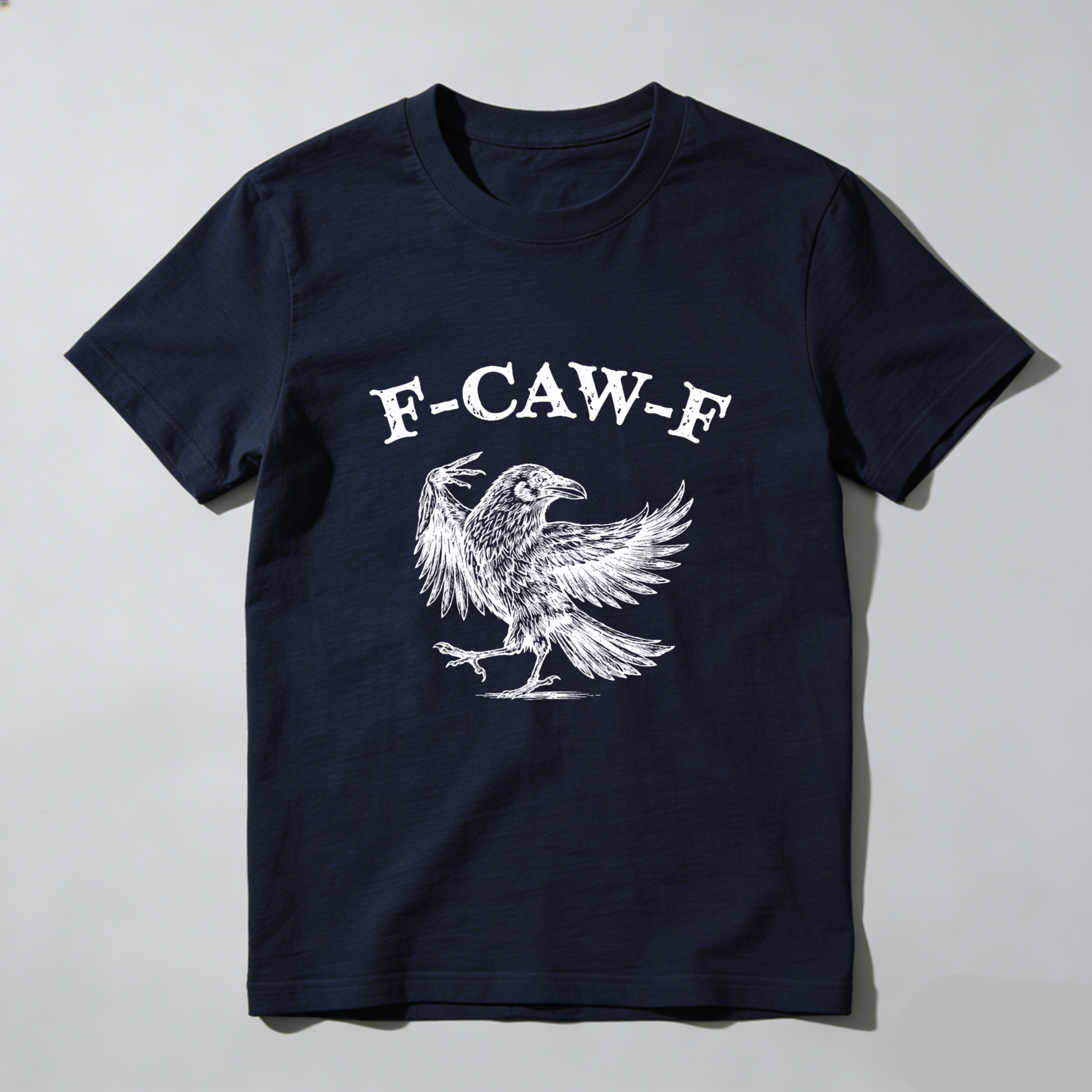 Teecurent F Caw F Crow Bird Print Pure Cotton Short Sleeve T Shirt-TeeCurent