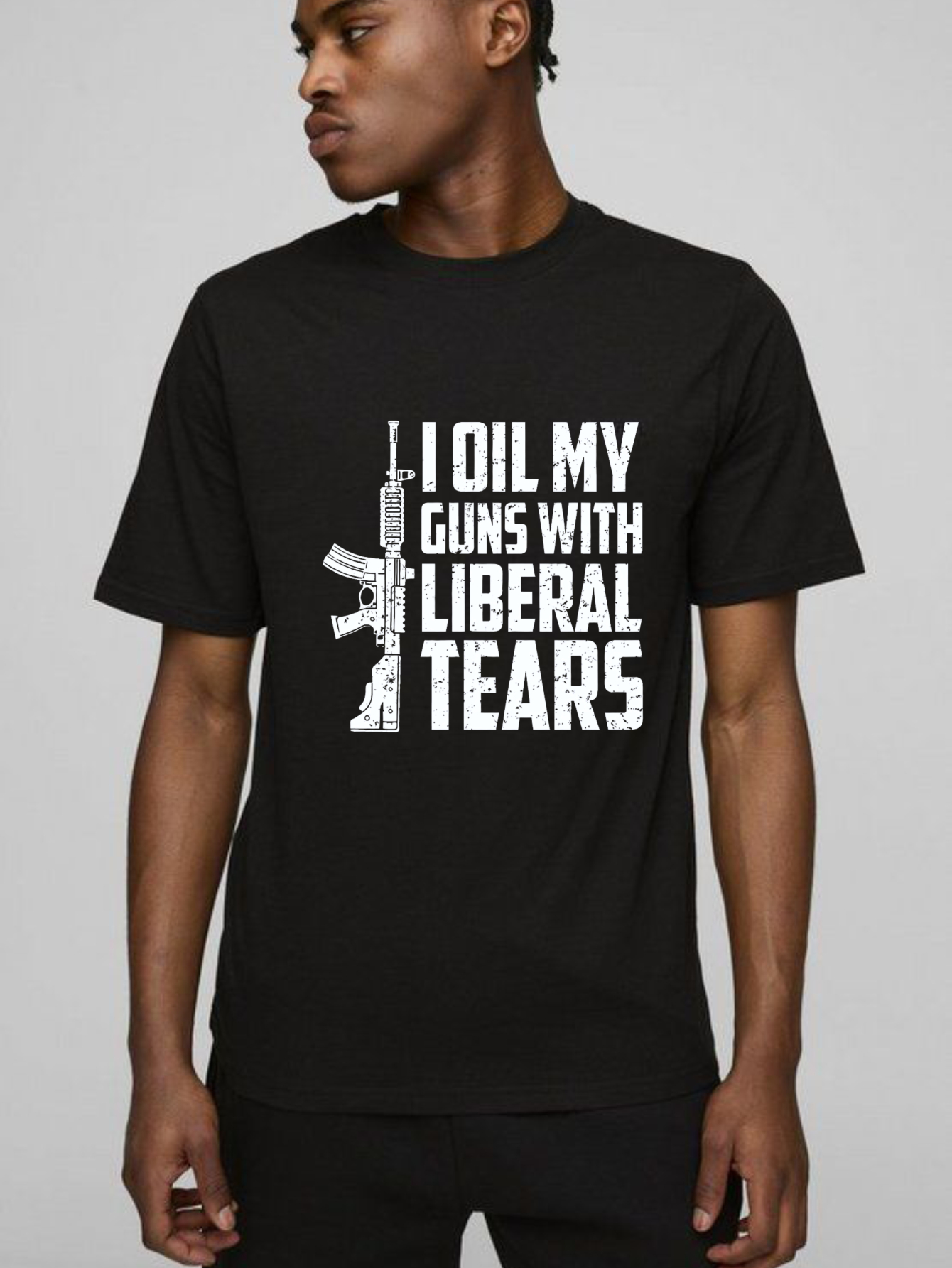 Teecurent I Oil My Guns With Liberal Tears Pure Cotton Short Sleeve T Shirt-TeeCurent