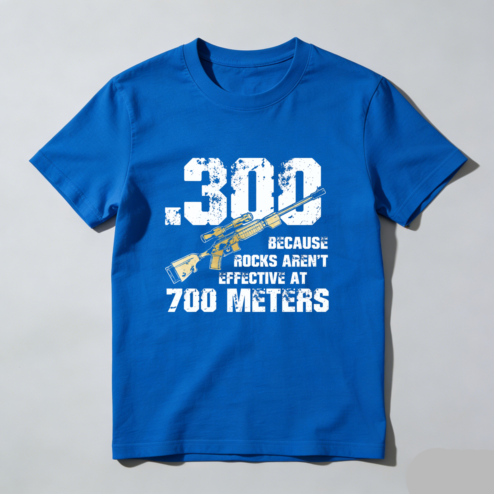 Teecurent 300 Because Rocks Arent Effective At 700 Meters Pure Cotton Short Sleeve T Shirt-TeeCurent