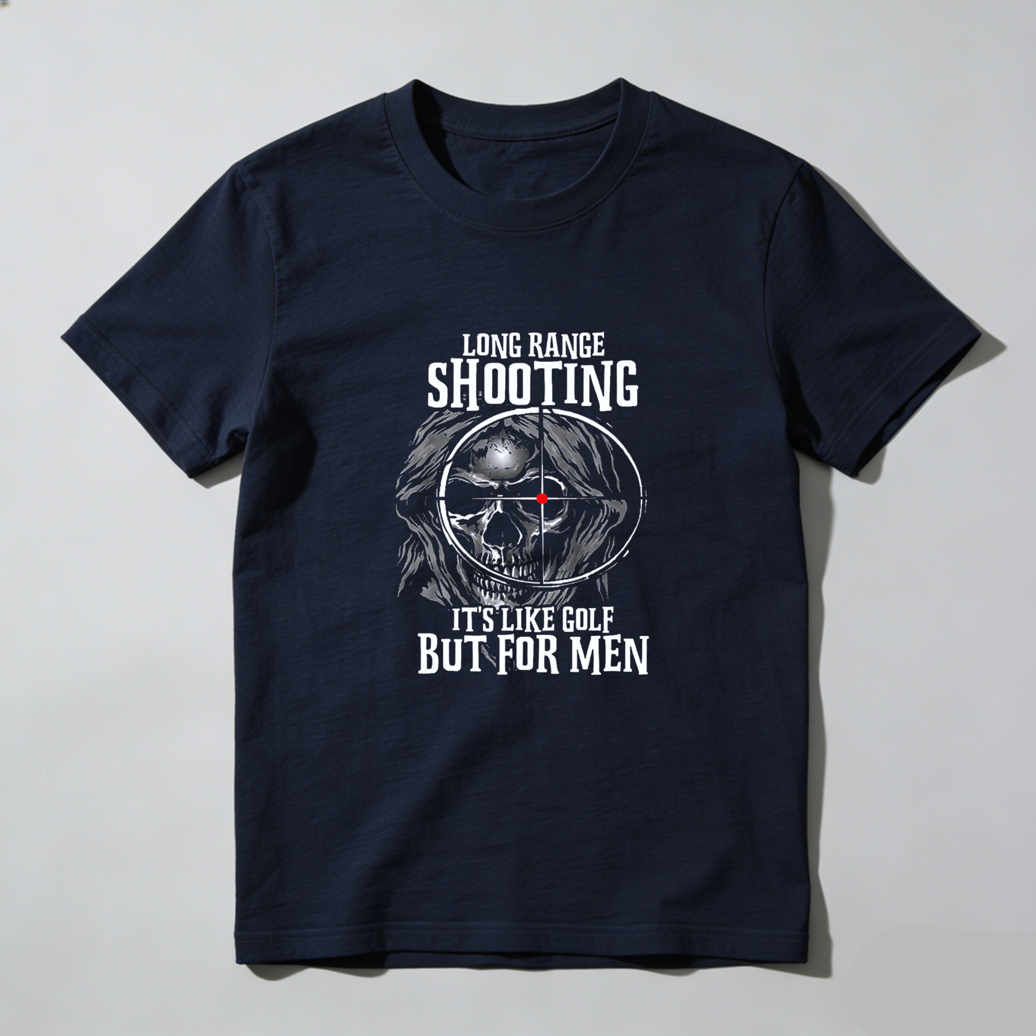 Teecurent Long Range Shooting Skull Target Pure Cotton Short Sleeve T Shirt-TeeCurent