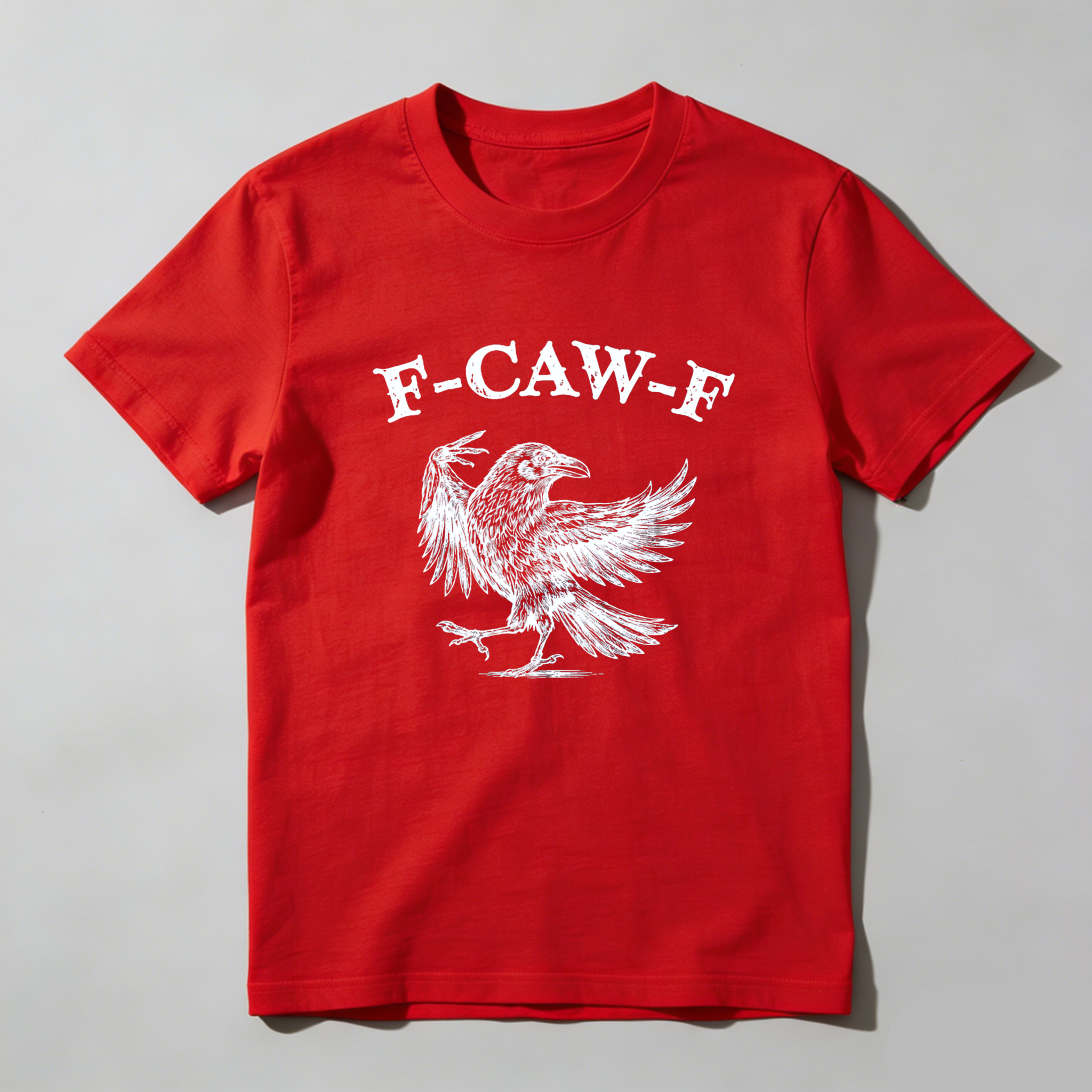 Teecurent F Caw F Crow Bird Print Pure Cotton Short Sleeve T Shirt-TeeCurent
