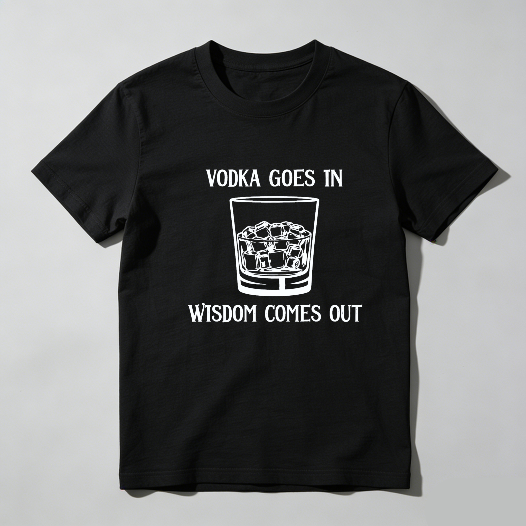 Teecurent Vodka Goes In Wisdom Comes Out Pure Cotton Short Sleeve T Shirt-TeeCurent