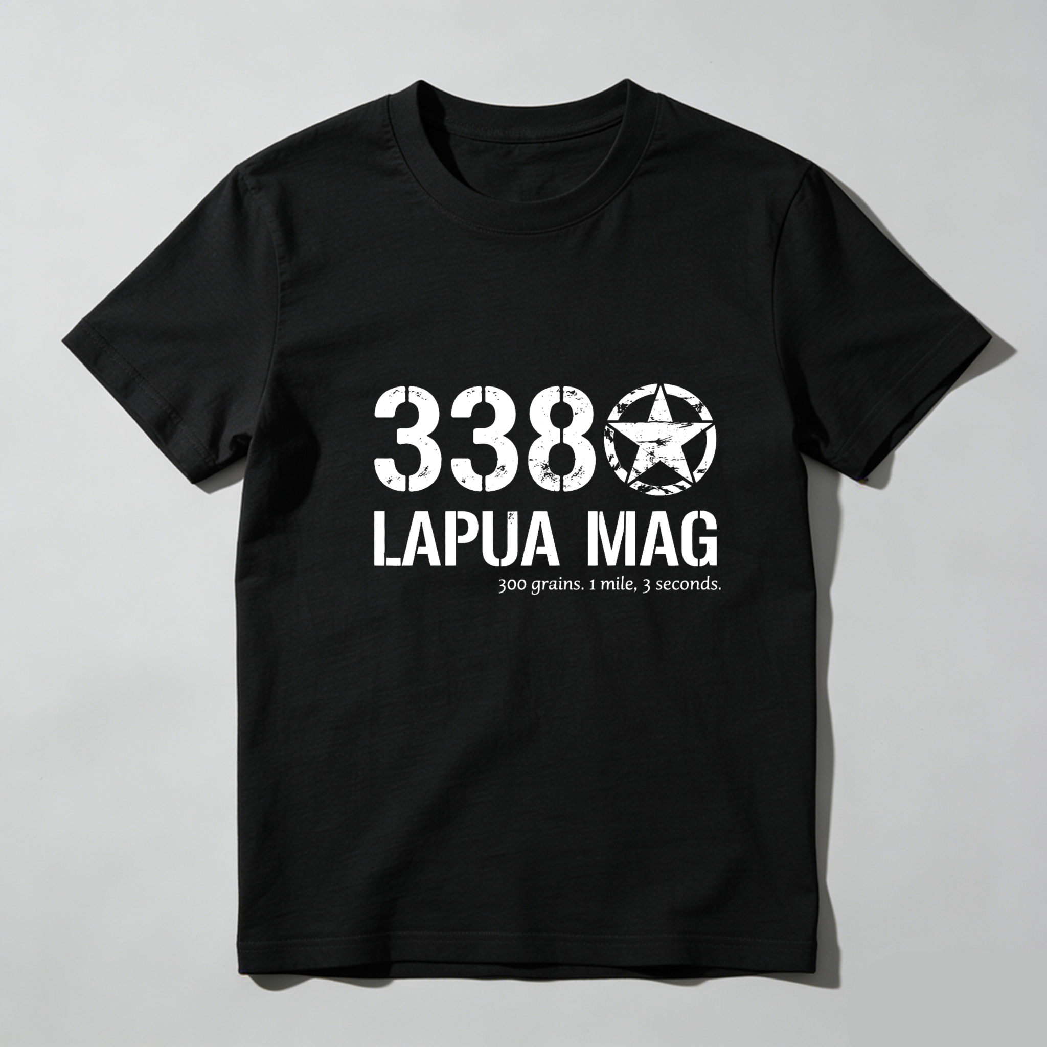 Teecurent 338 Lapua Mag 300 Grains 1 Mile 3 Seconds Pure Cotton Short Sleeve T-Shirt-TeeCurent