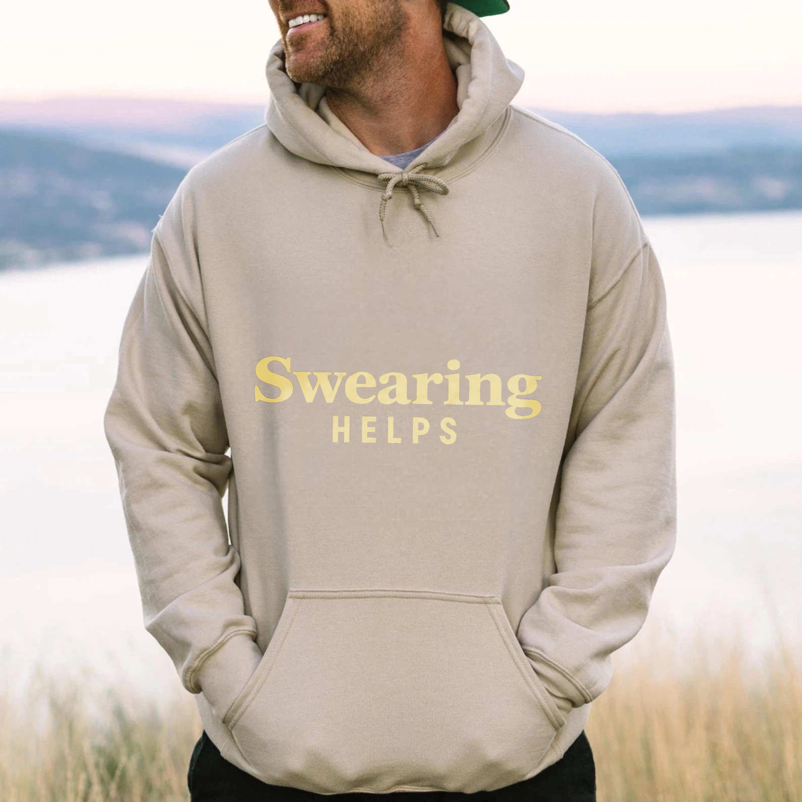 TEECURENT Gildan Swearing Helps Hoodie Black Sweatshirt With Gold Text Casual Wear For Men And Women Unisex Pullover Top Comfortable Soft Hooded Jacket Cozy Streetwear Fashion Statement Piece