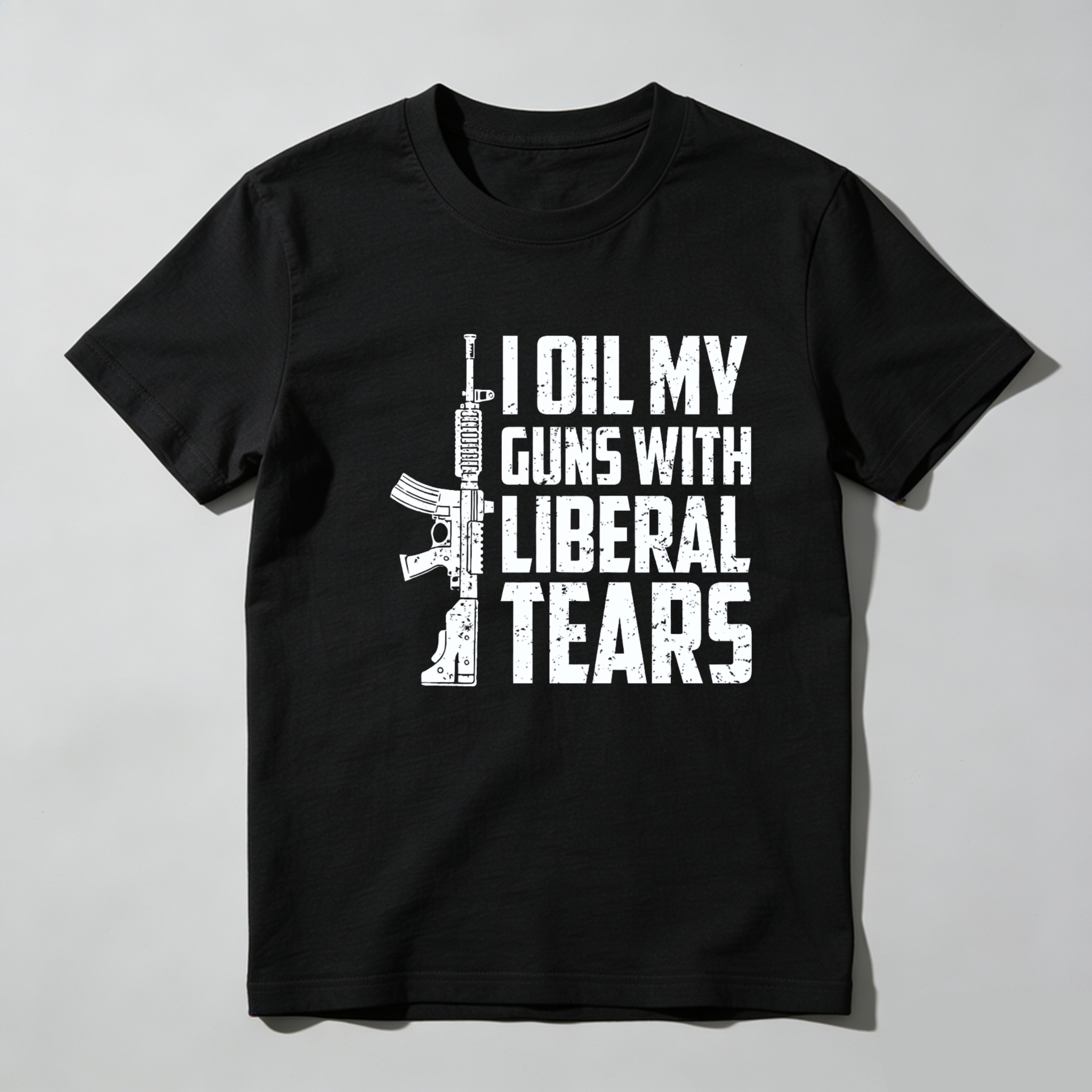 Teecurent I Oil My Guns With Liberal Tears Pure Cotton Short Sleeve T Shirt-TeeCurent