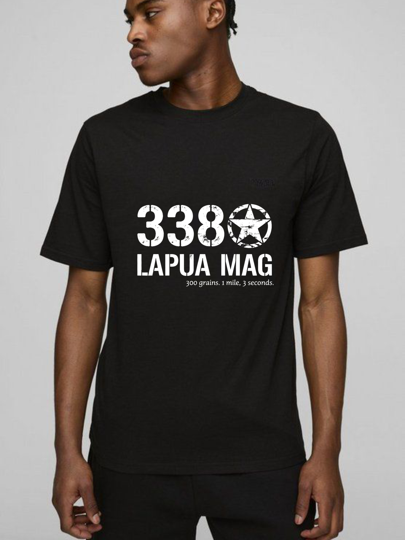 Teecurent 338 Lapua Mag 300 Grains 1 Mile 3 Seconds Pure Cotton Short Sleeve T-Shirt-TeeCurent
