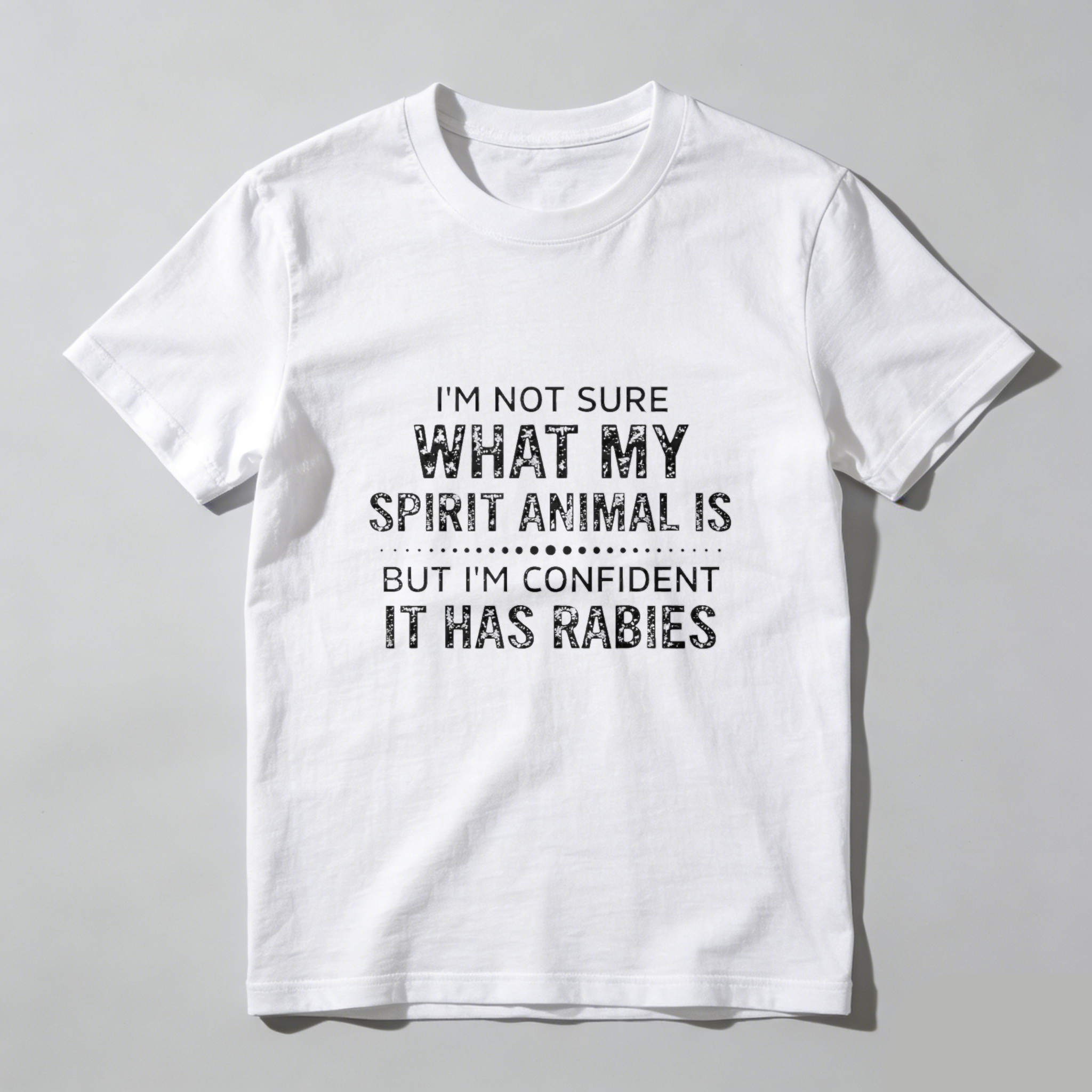 Teecurent I'm Not Sure What My Spirit Animal Is But I'm Confident It Has Rabies Pure Cotton Short Sleeve T-Shirt-TeeCurent